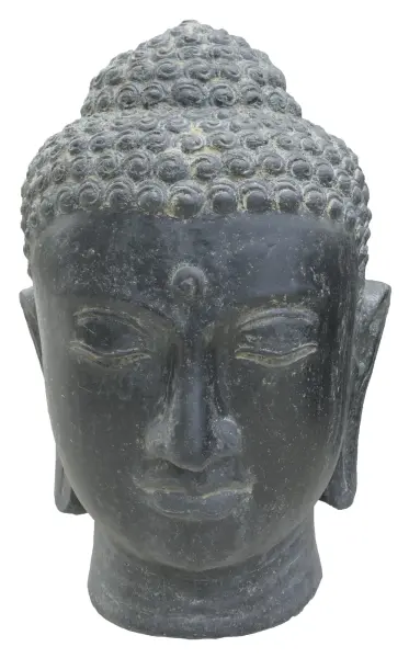 Product image 1 of the product “Buddha head, 48x48x75cm, cast stone, hollow, handcrafted & coloured 75 cm”